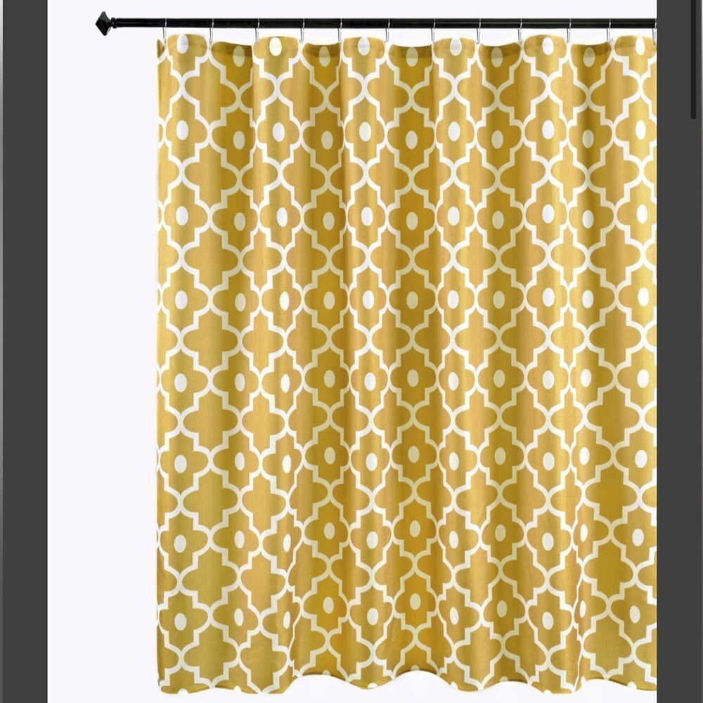 Biscaynebay Textured Fabric Shower Curtain 72" X 72", Gold Morocco Pearl Printed